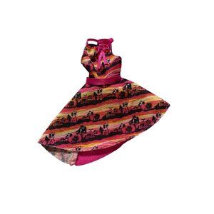 Vtg Barbie Doll Sleeveless Striped Dress Pink Ribbon Accent & Silhouette Pattern